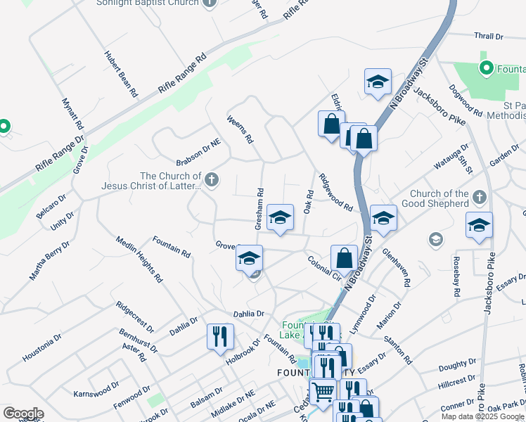 map of restaurants, bars, coffee shops, grocery stores, and more near 811 Gresham Road in Knoxville