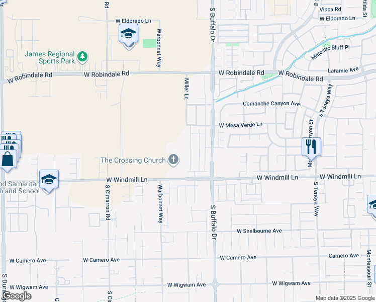 map of restaurants, bars, coffee shops, grocery stores, and more near 8003 Adelaide Hills Street in Las Vegas