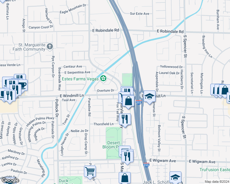 map of restaurants, bars, coffee shops, grocery stores, and more near 1147 Overture Drive in Las Vegas