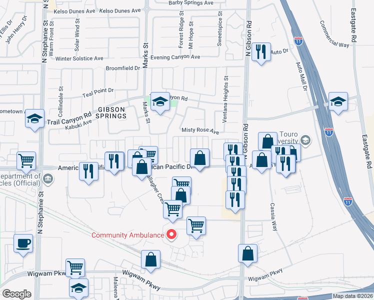 map of restaurants, bars, coffee shops, grocery stores, and more near 208 Winterport Street in Henderson
