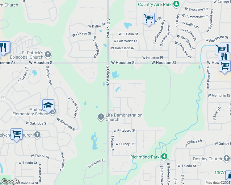map of restaurants, bars, coffee shops, grocery stores, and more near 915 South Nyssa Place in Broken Arrow