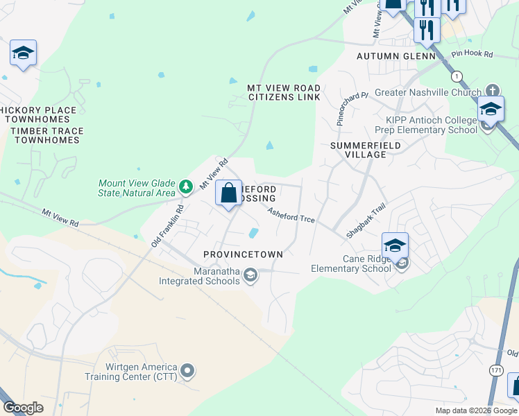 map of restaurants, bars, coffee shops, grocery stores, and more near 5628 Cedar Ash Crossing in Nashville
