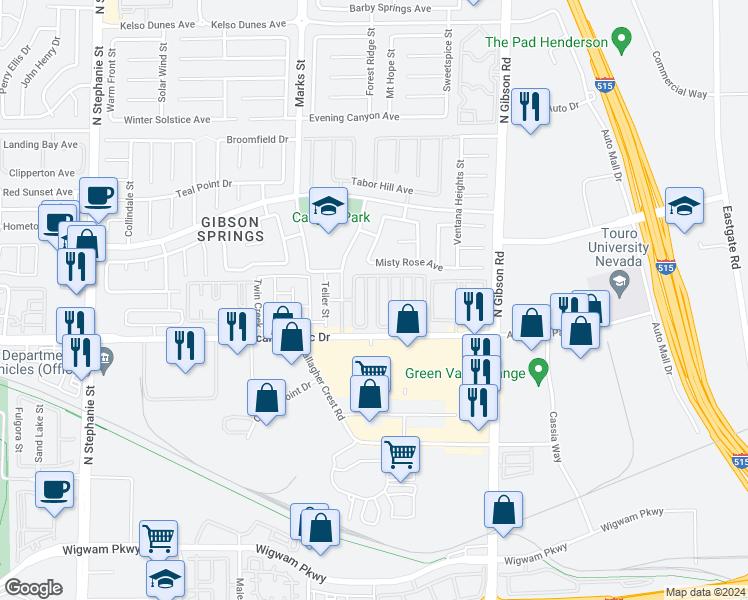 map of restaurants, bars, coffee shops, grocery stores, and more near 209 Winterport Street in Henderson
