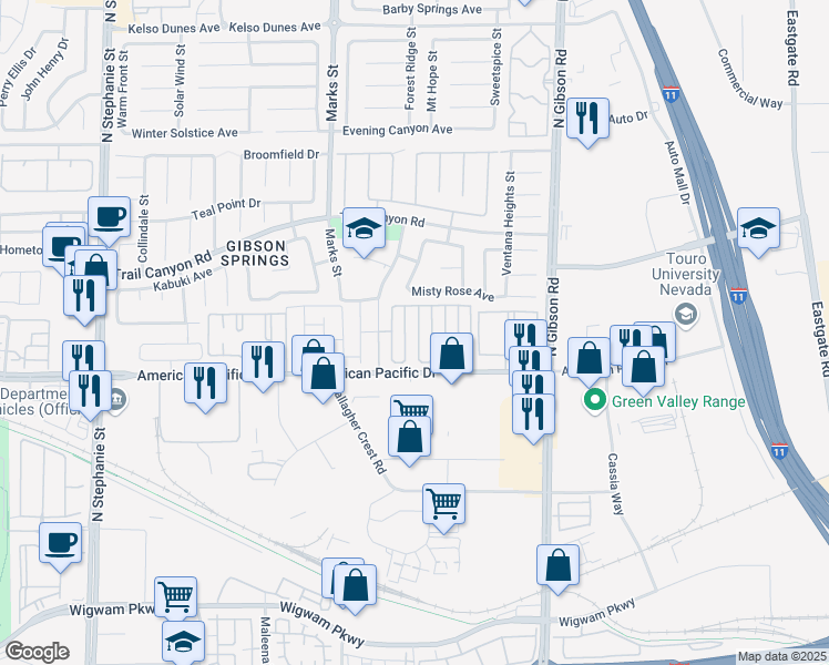 map of restaurants, bars, coffee shops, grocery stores, and more near 209 Winterport Street in Henderson