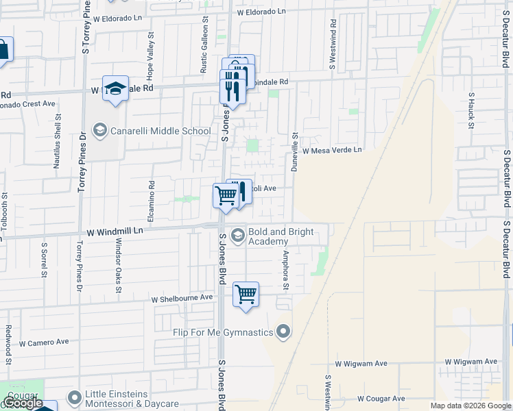 map of restaurants, bars, coffee shops, grocery stores, and more near 5994 Secret Island Drive in Las Vegas