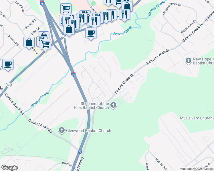 map of restaurants, bars, coffee shops, grocery stores, and more near 7144 Allison Way in Knoxville