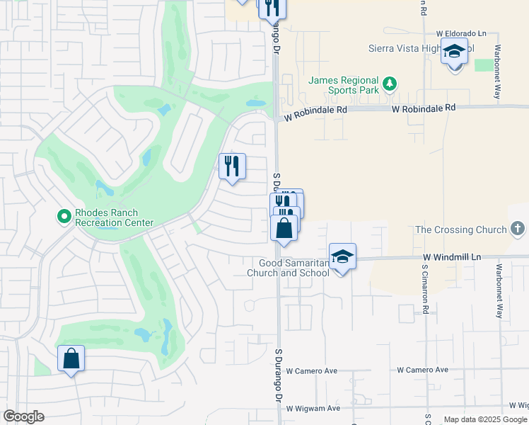 map of restaurants, bars, coffee shops, grocery stores, and more near 385 Blackstone River Avenue in Las Vegas
