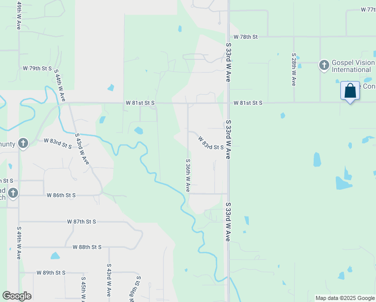 map of restaurants, bars, coffee shops, grocery stores, and more near 8898 West 85th Street South in Tulsa