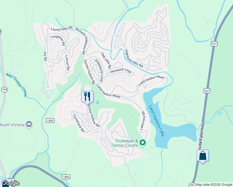 map of restaurants, bars, coffee shops, grocery stores, and more near 70 May Apple Rd in Newland