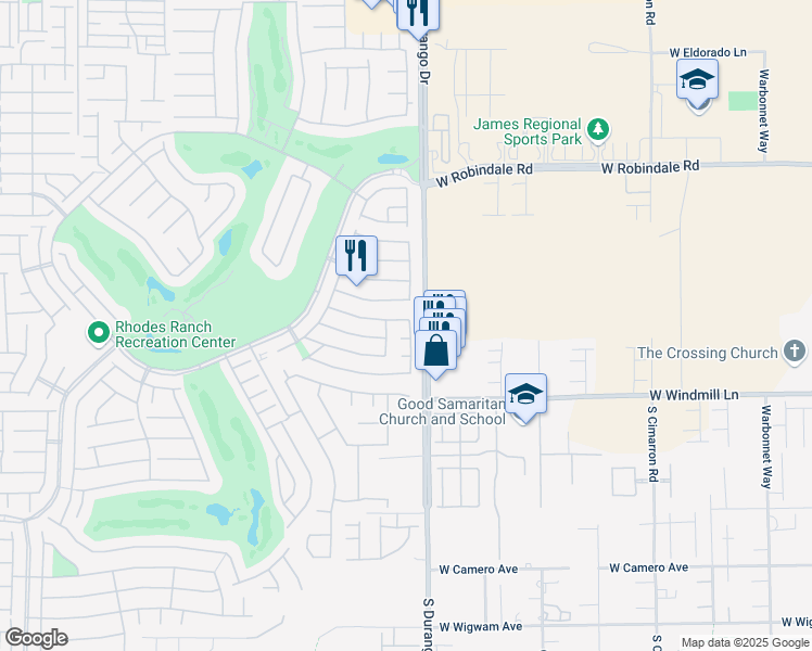 map of restaurants, bars, coffee shops, grocery stores, and more near 385 Blackstone River Avenue in Las Vegas
