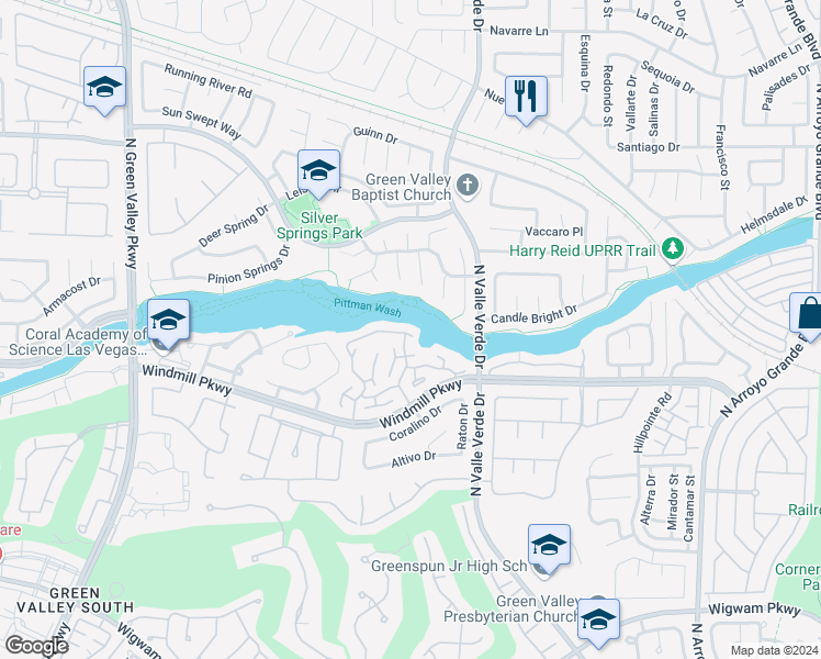 map of restaurants, bars, coffee shops, grocery stores, and more near 1942 Barranca Drive in Henderson