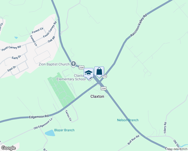 map of restaurants, bars, coffee shops, grocery stores, and more near 2218 Clinton Highway in Powell