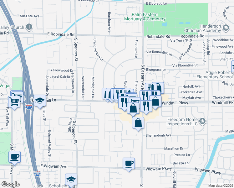 map of restaurants, bars, coffee shops, grocery stores, and more near 8038 Rodeo Drive in Las Vegas