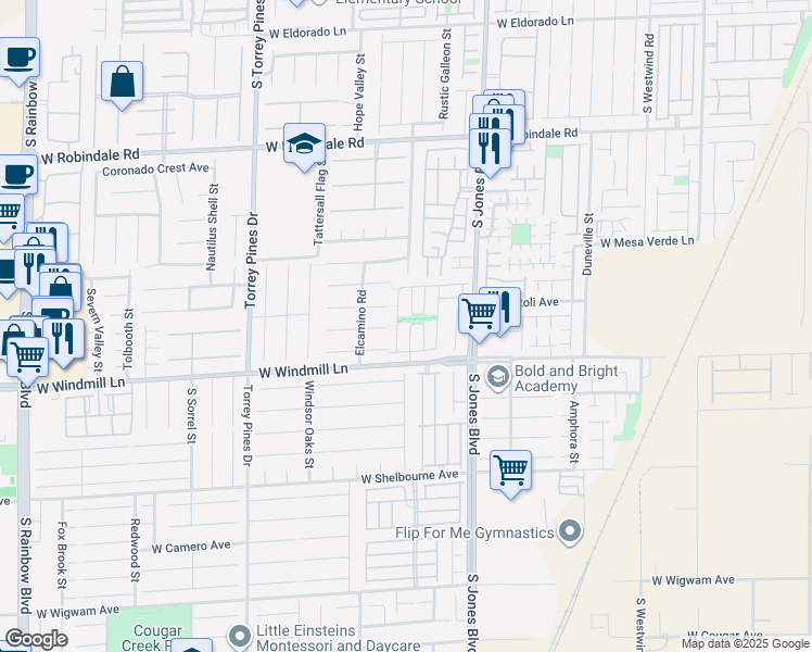 map of restaurants, bars, coffee shops, grocery stores, and more near 8028 Hilltop Windmill Street in Las Vegas