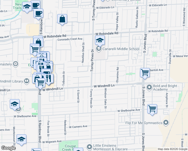 map of restaurants, bars, coffee shops, grocery stores, and more near 6502 Gilded Lantern Avenue in Las Vegas