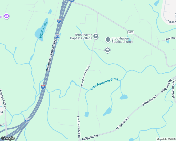 map of restaurants, bars, coffee shops, grocery stores, and more near 1703 Brookhaven Mill Road in Greensboro