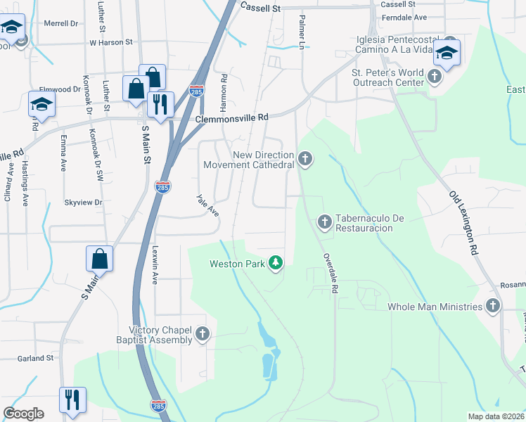 map of restaurants, bars, coffee shops, grocery stores, and more near 3717 Tech Avenue in Winston-Salem