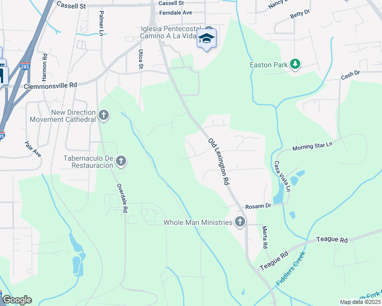 map of restaurants, bars, coffee shops, grocery stores, and more near 3719 Calderwood Drive in Winston-Salem