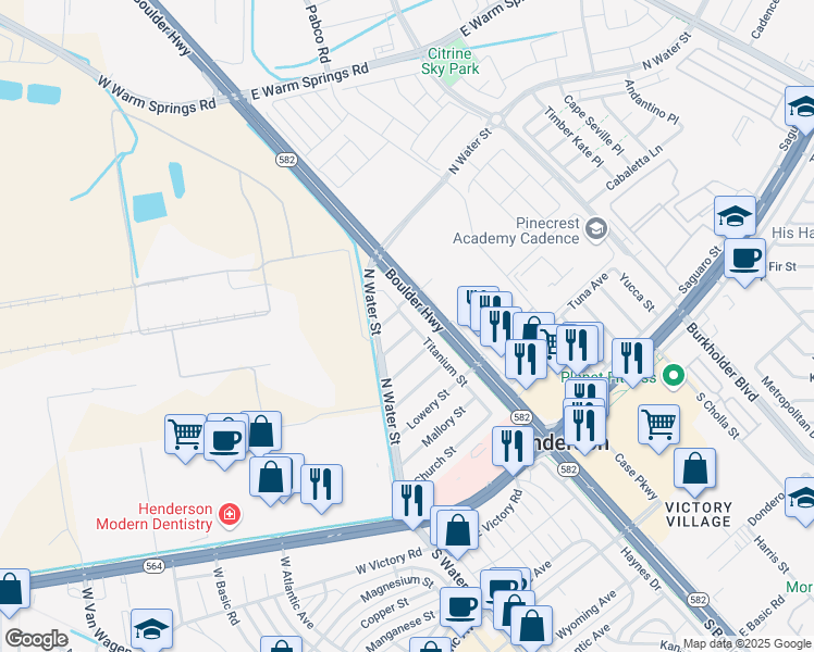 map of restaurants, bars, coffee shops, grocery stores, and more near 28 Hansen Street in Henderson