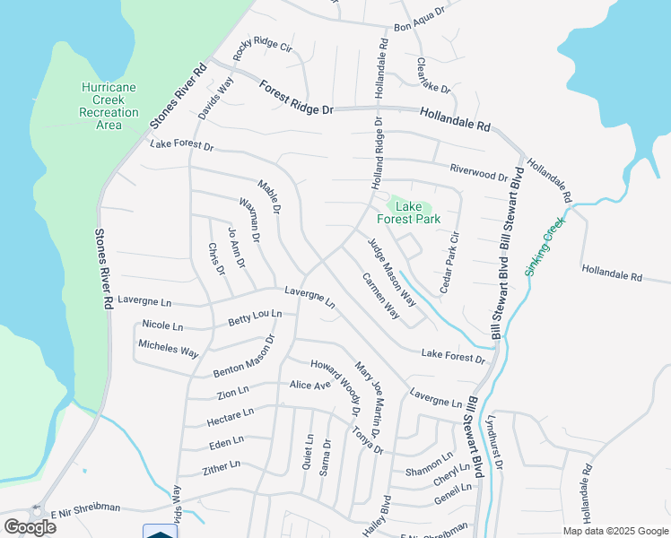 map of restaurants, bars, coffee shops, grocery stores, and more near 250 Lake Forest Drive in La Vergne