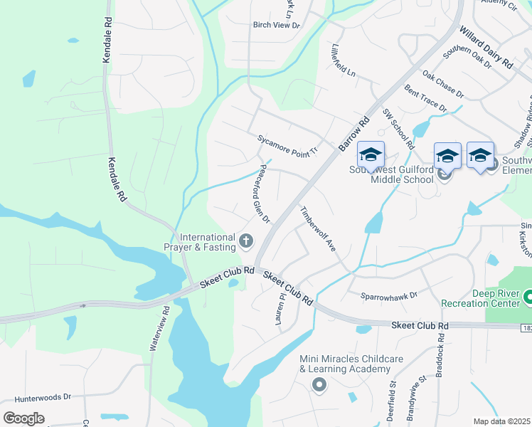 map of restaurants, bars, coffee shops, grocery stores, and more near 4352 Peaceford Glen Drive in High Point