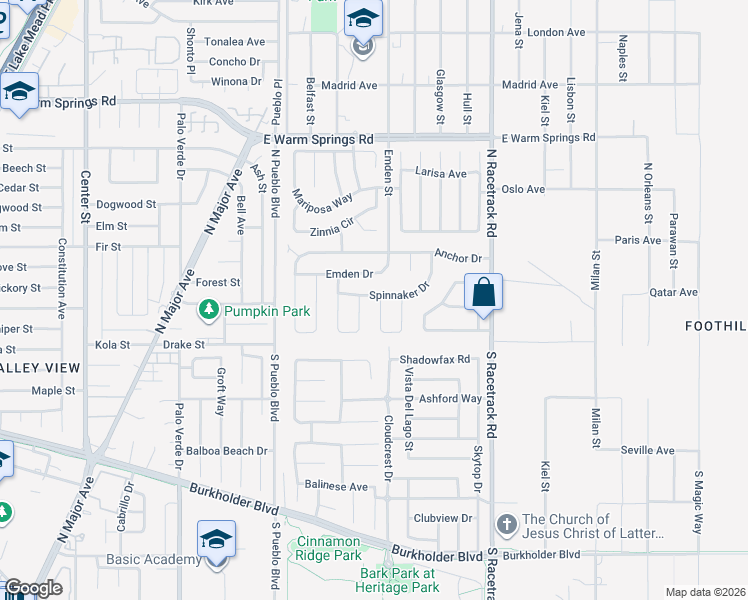 map of restaurants, bars, coffee shops, grocery stores, and more near 900 Clipper Drive in Henderson