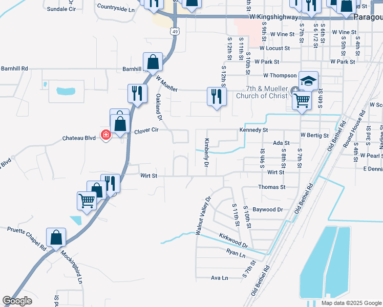 map of restaurants, bars, coffee shops, grocery stores, and more near 1307 South 14th Street in Paragould