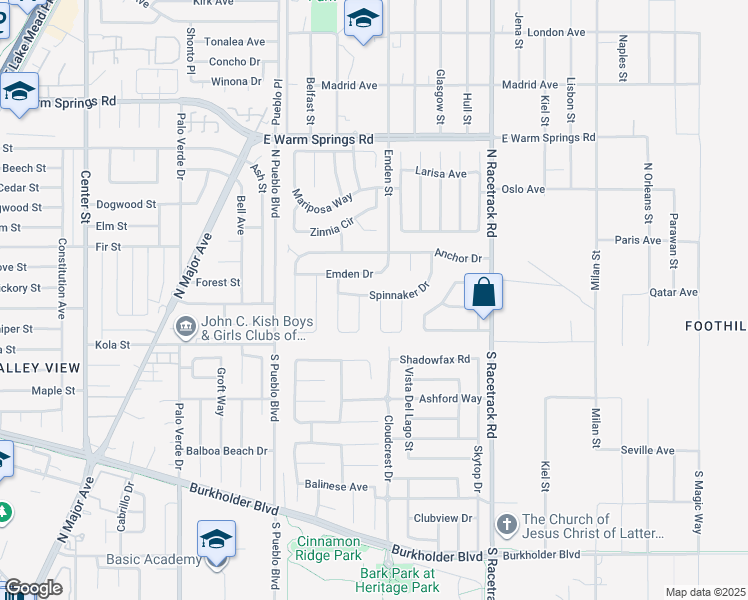 map of restaurants, bars, coffee shops, grocery stores, and more near 900 Clipper Drive in Henderson