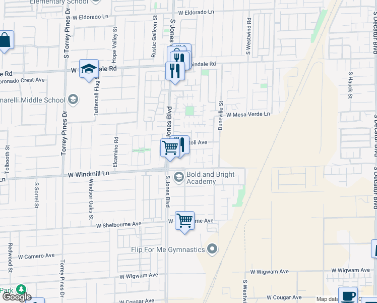 map of restaurants, bars, coffee shops, grocery stores, and more near 5983 Secret Island Drive in Las Vegas