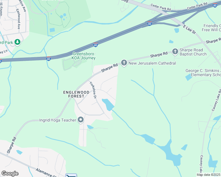 map of restaurants, bars, coffee shops, grocery stores, and more near 3004 Beaverbrook Place in Greensboro