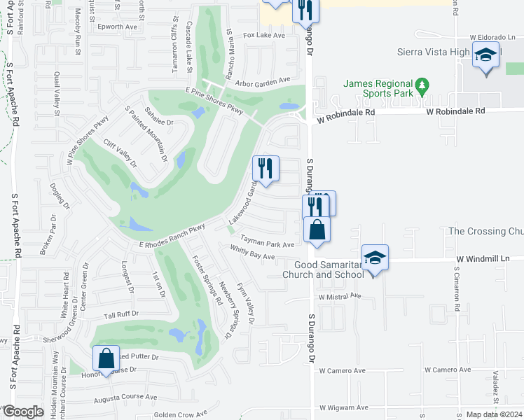map of restaurants, bars, coffee shops, grocery stores, and more near 265 Blackstone River Avenue in Las Vegas