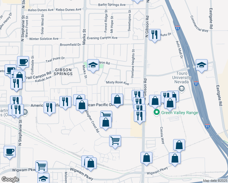 map of restaurants, bars, coffee shops, grocery stores, and more near 213 Luninborg Street in Henderson