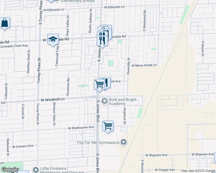 map of restaurants, bars, coffee shops, grocery stores, and more near 6005 Secret Island Drive in Las Vegas