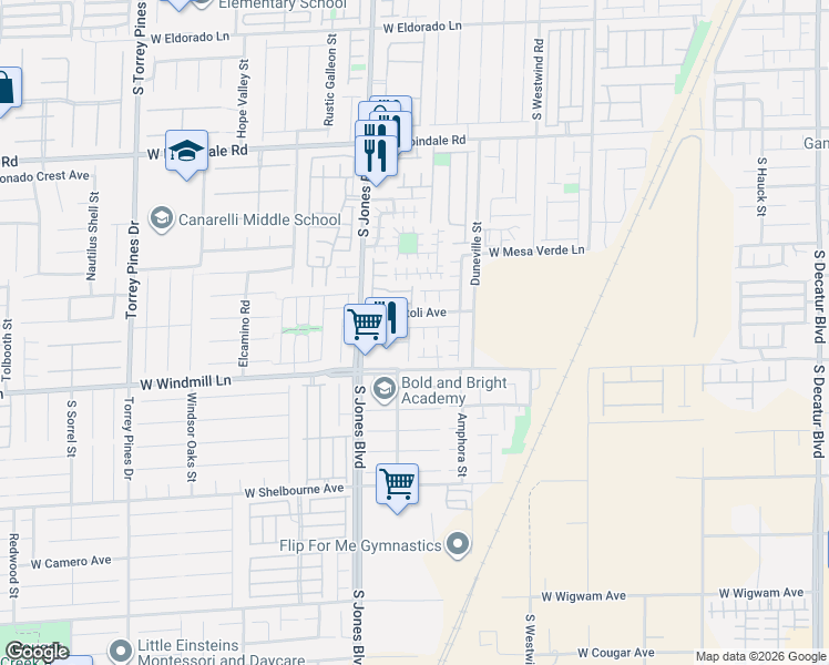 map of restaurants, bars, coffee shops, grocery stores, and more near 8038 Kings Ransom Street in Las Vegas