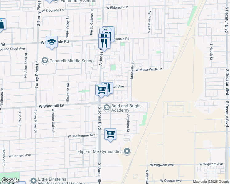 map of restaurants, bars, coffee shops, grocery stores, and more near 5994 Secret Island Drive in Las Vegas