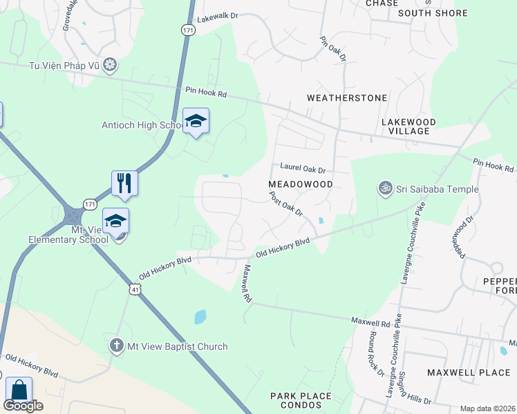 map of restaurants, bars, coffee shops, grocery stores, and more near 1913 Peaceful Brook Drive in Nashville
