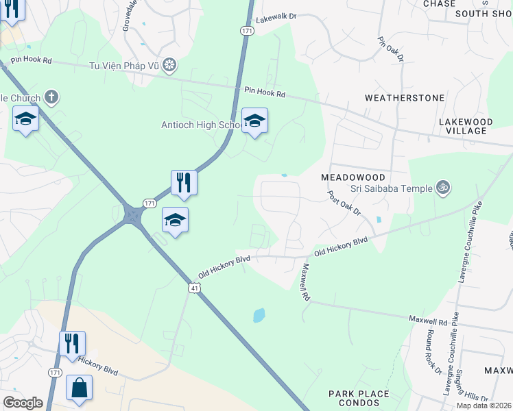 map of restaurants, bars, coffee shops, grocery stores, and more near 2212 Carefree Lane in Nashville