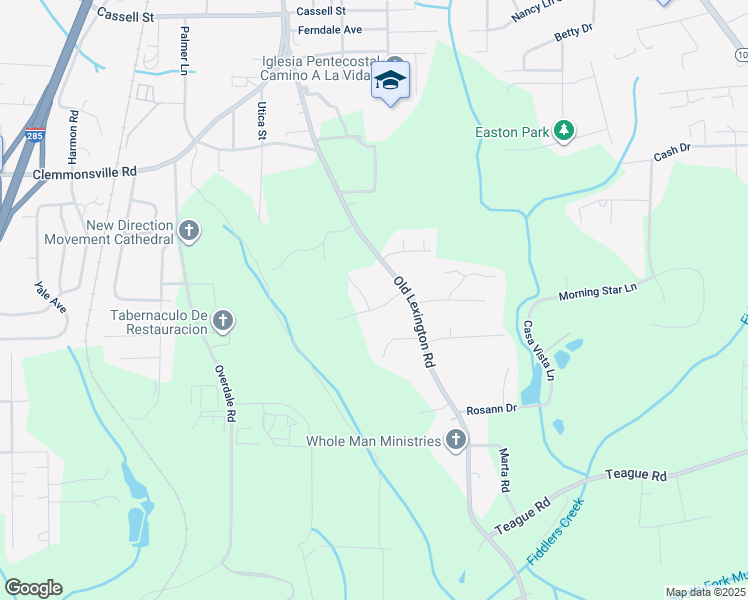 map of restaurants, bars, coffee shops, grocery stores, and more near 3719 Calderwood Drive in Winston-Salem