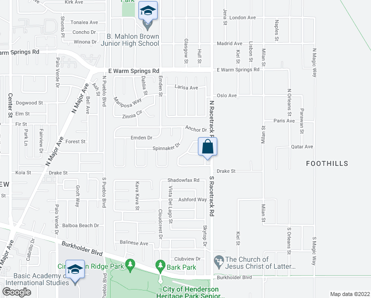 map of restaurants, bars, coffee shops, grocery stores, and more near 940 River Mountain Drive in Henderson