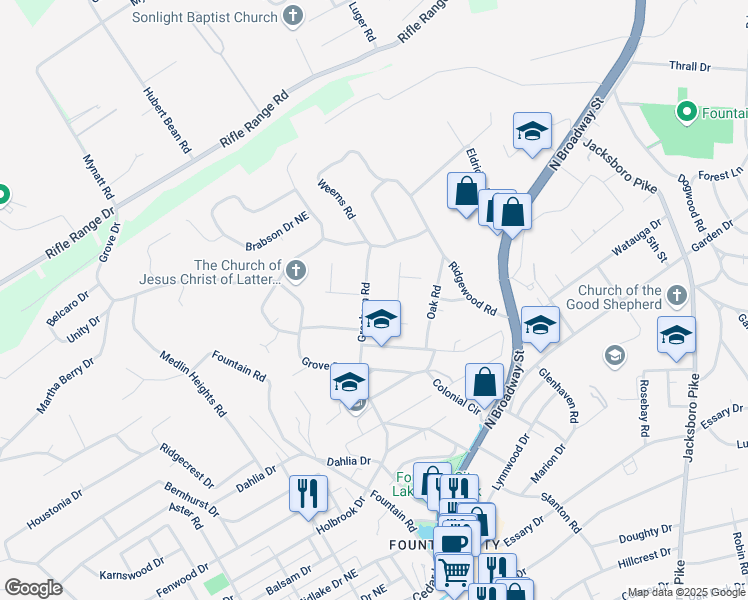 map of restaurants, bars, coffee shops, grocery stores, and more near 811 Gresham Rd in Knoxville