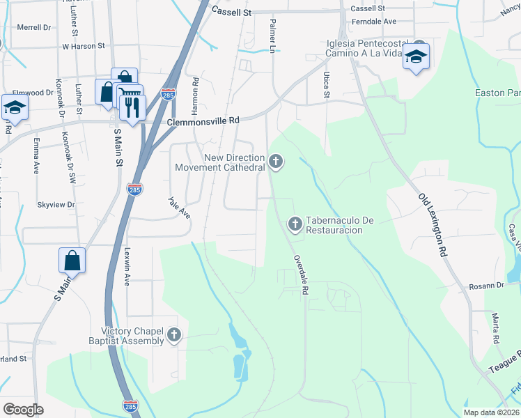 map of restaurants, bars, coffee shops, grocery stores, and more near 3811 Southdale Avenue in Winston-Salem