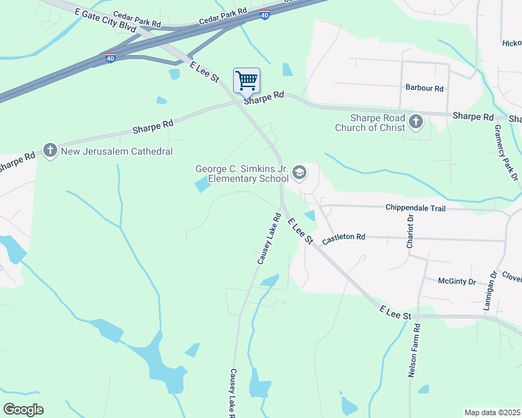 map of restaurants, bars, coffee shops, grocery stores, and more near 3040 Forestside Drive in Greensboro