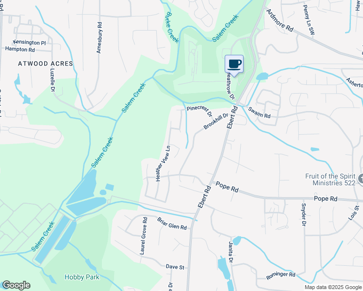 map of restaurants, bars, coffee shops, grocery stores, and more near 3055 Heather View Court in Winston-Salem