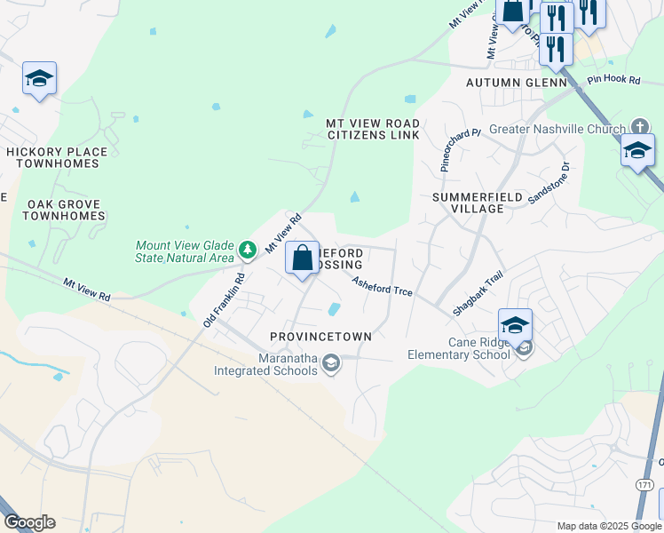 map of restaurants, bars, coffee shops, grocery stores, and more near 5628 Cedar Ash Crossing in Nashville