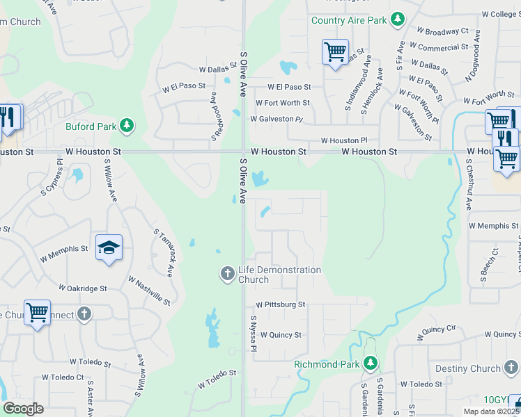 map of restaurants, bars, coffee shops, grocery stores, and more near 915 South Nyssa Place in Broken Arrow