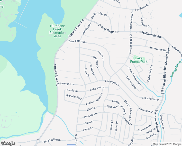 map of restaurants, bars, coffee shops, grocery stores, and more near 1620 Jo Ann Drive in La Vergne