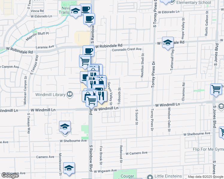 map of restaurants, bars, coffee shops, grocery stores, and more near 7986 Severn Valley Street in Las Vegas