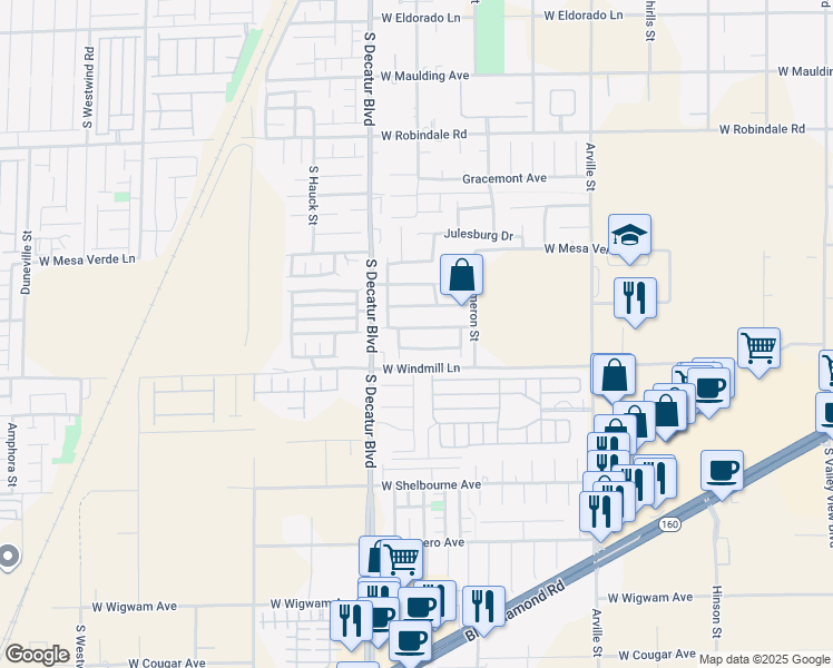 map of restaurants, bars, coffee shops, grocery stores, and more near 4801 Pagosa Springs Drive in Las Vegas