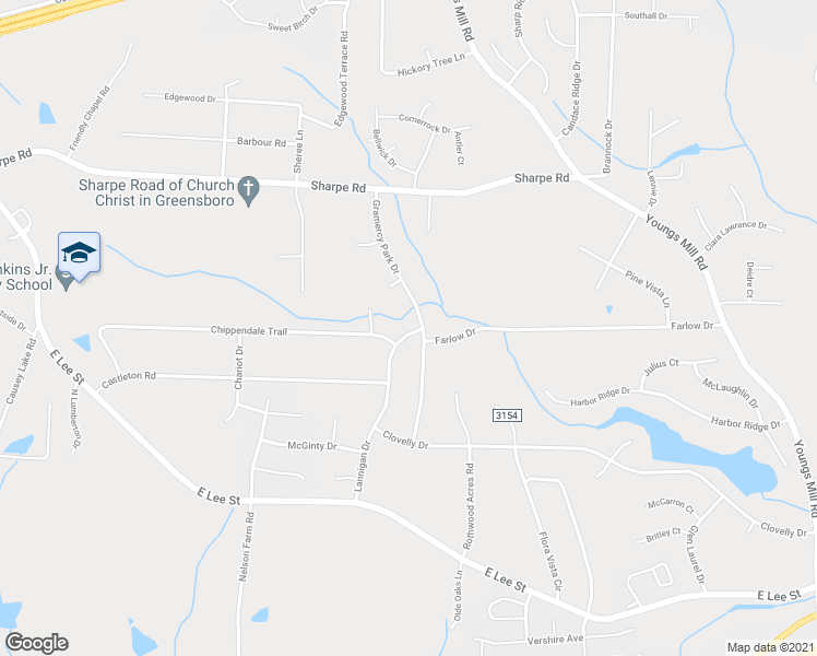 map of restaurants, bars, coffee shops, grocery stores, and more near 2002 Lannigan Drive in Greensboro