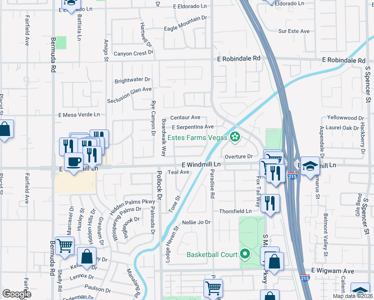 map of restaurants, bars, coffee shops, grocery stores, and more near 887 Brass Ring Rd in Las Vegas